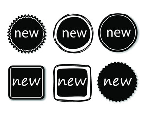 New Black sticker set isolated on a white background