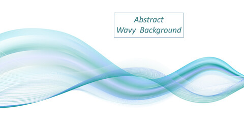 Abstract wavy background, sea water blue and teal waves. Undulate dynamic curve swirl isolated. Modern trendy design for banner or poster. TSmooth colr flow. Vector illustration