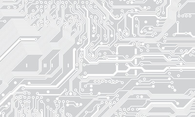 Circuit board background. Technological concept design, light background, space for text, copy space. Electronic computer technology, digital chip, analog circuit. Banner, presentation. Vector