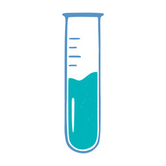 Laboratory flask icon. Test tube with liquid. Vector flat hand drawn illustration