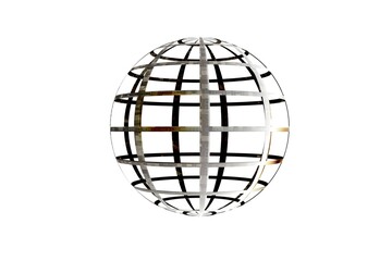abstract figure sphere metal grid 3d rendering white background