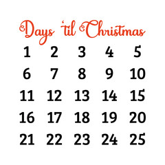 Christmas countdown, advent calendar, Christmas illustration 