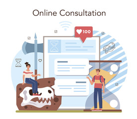 History lesson online service or platform. History school subject