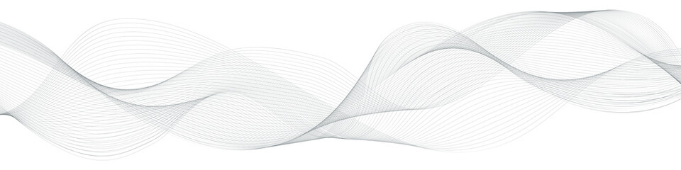 Undulate swirl wve swoosh. Gray curve lines. Air wind veil transparent isolated on white background. Frequency sound wave. Vector illustration. - obrazy, fototapety, plakaty
