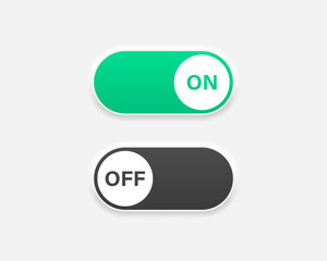 Neumorphism Switch on and off icons. On and off slide buttons. Devices User Interface mockup or template. Neumorphic UI UX white user interface web buttons. Vector EPS 10