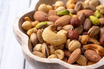 Mixed nuts on a white background