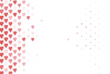 Light Red vector template with doodle hearts.