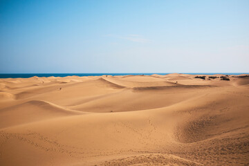 Fototapeta na wymiar Canary dunes with people walking