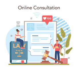Law class online service or platform. Punishment and judgement education