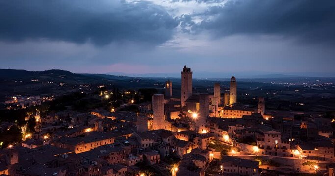 Aerial time lapse of San Gimignano, Tuscany