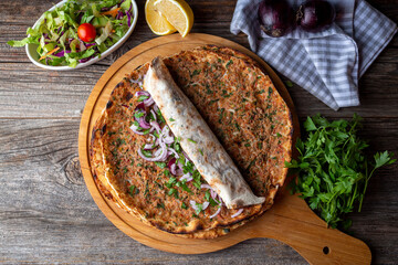 Turkish foods; Turkish pizza -Lahmacun