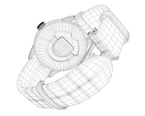 CGI 3d render of a wristwatch