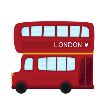 Double decker red bus vector illustration. City public transport service vehicle retro-bus isolated on a white background