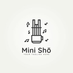 mini sho japanese classical music instrument with melody minimalist line art logo icon template vector illustration design