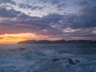 sunrise and sunset on the Malgrats islands off Santa POnsa, Calvia, Mallorca, Spain