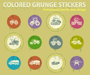 Fototapeta premium Agricultural vehicles icons set