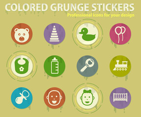 Baby toys icon set