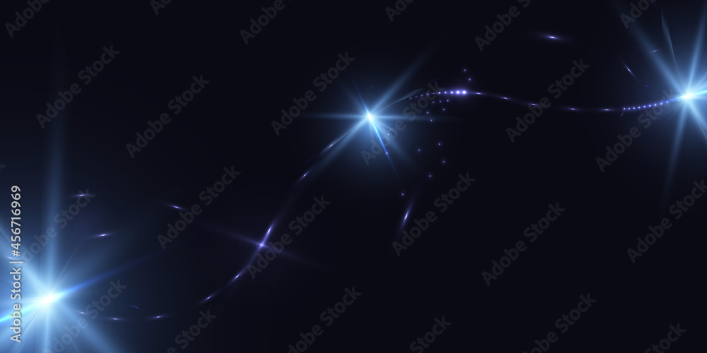 Poster Abstract light with bright shining particles. Vector.