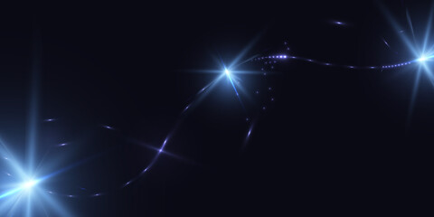 Abstract light with bright shining particles. Vector.