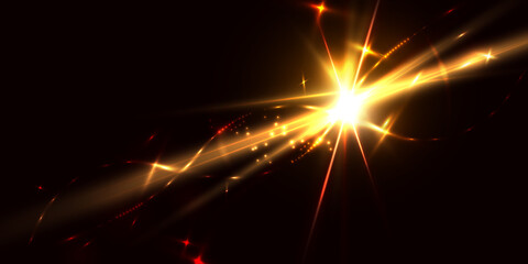 Abstract light with bright shining particles. Vector.