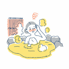 露天風呂でのぼせる女性