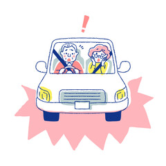 Fototapeta premium 高齢ドライバーの運転中のトラブルシーン