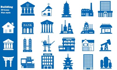 Architecture urbaine, religieuse et industrielle en 20 icônes bleus, collection