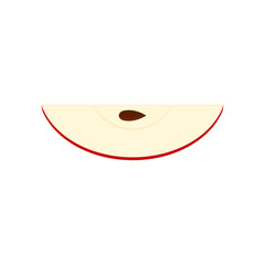 Quarter, slice of red apple with a seed, grain inside. Vector illustration. Isolated on white background.