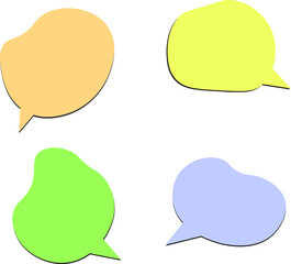 Set of flat speech bubble shaped banners, price tags, stickers, badges. Vector illustration.