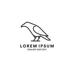 Outline crow raven vector suitable for logo and illustration