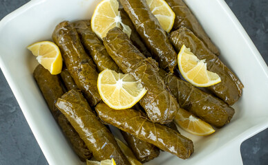 Traditional delicious Turkish foods; stuffed leaves (yaprak sarmasi)