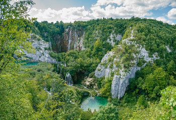 Big resolution landscape of Plitviče Lakes National Park is a famous forest reserve in central...