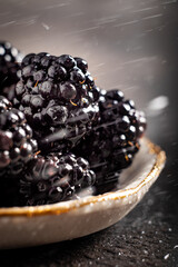 Macro shot of raw homegrown blackberries