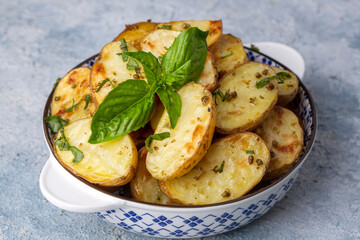 Delicious looking baked potato, food concept photo.