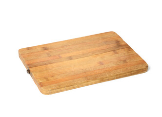 empty rectangular wooden cutting kitchen board isolated on white background