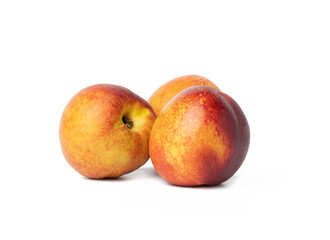 ripe round red nectarine isolated on white background, tasty and healthy fruit