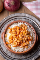 Turkish foods; dried bean, Beans with minced meat (kuru fasulye)