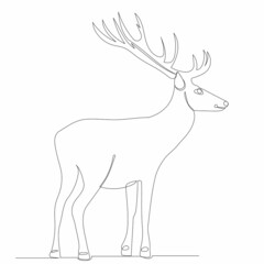 deer drawing by one continuous line, sketch