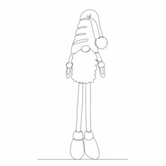 gnome drawing by one continuous line, sketch
