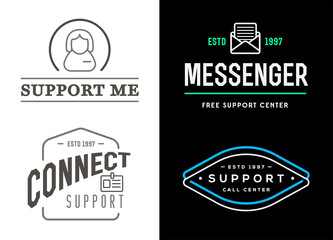 Obraz premium Set of Support Contact Center Service Elements and Assistance Support can be used as Logo or Icon.