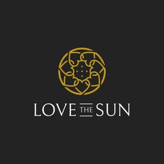 Love and Sun Logo Vector, Sun Flower Luxury Logo, Circular Love and Sun Logo