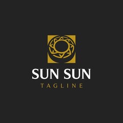 Sun Logo with Rectangle, Geometric Sun Logo Vector, Star and Sun Logo Design