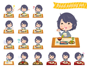 食事に関するニート女性のセット