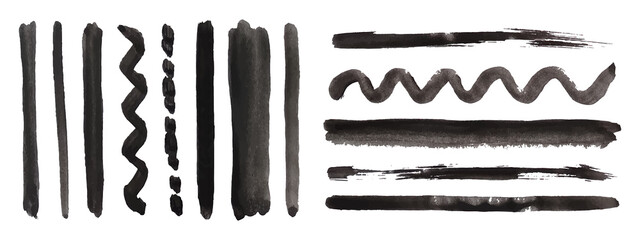 Brushes. Collection of brush. Grunge backdrop, dirt banner, watercolor design. Grunge design elements. Vector illustration
