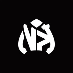 VK Logo monogram with spade shape design template