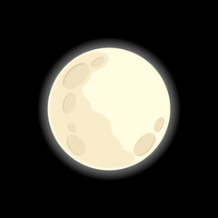 Illustration of the Moon in a flat design style on a black background.