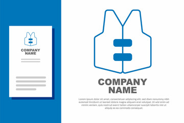 Blue Life jacket icon isolated on white background. Life vest icon. Extreme sport. Sport equipment. Logo design template element. Vector