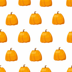 Seamless pumpkin pattern. Cartoon style. Vector illustration