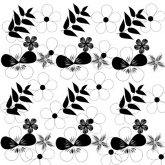 Seamless pattern design of flowers design with black and white colors.