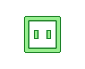 Line Power socket icon isolated on white background. Outline symbol for website design, mobile application, ui. Electronics pictogram. Vector illustration, editorial stroсk. 